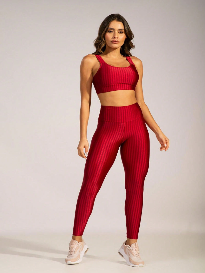 Conjunto Esportivo Fitness 3D Top Bojo Removível e Legging Cintura Alta New Zig Vekyo