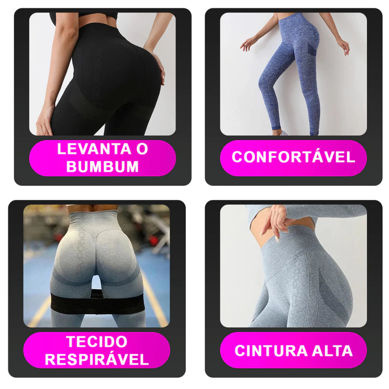 Kit 2 Calças Legging  Fitness  Levanta Bumbum Zero Transparência